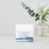 Abstrakt Blue Watercolor Therapeutic Business Card Quadratische Visitenkarte (Stehend Vorderseite)