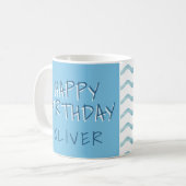 Abstrakt Blue Wave Boy Happy Geburtstag Foto Kaffeetasse (Vorderseite Links)