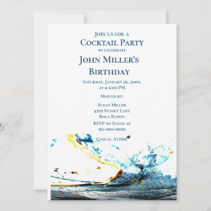 Abstrakt Blue Wave Cocktail Geburtstagsparty Einladung