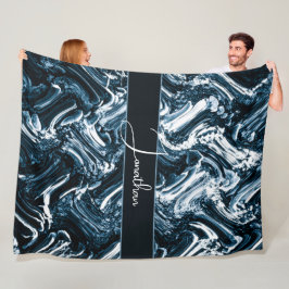 Abstrakt Blue Wave Fleecedecke