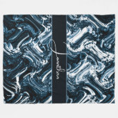 Abstrakt Blue Wave Fleecedecke (Vorderseite (Horizontal))