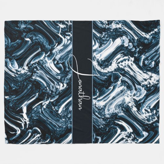 Abstrakt Blue Wave Fleecedecke (Vorderseite (Horizontal))