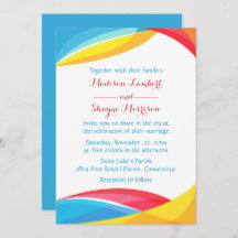 Abstrakt Blue Wedding Rainbow Wave Red & Yellow