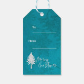 Abstrakt Blue White Christmas Tree Frohe Weihnacht Geschenkanhänger (Rückseite)