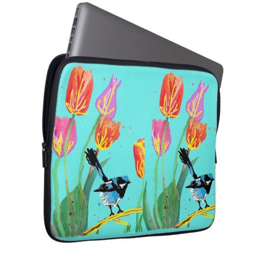 Abstrakt Blue Wren Australian Bird Birds Laptopschutzhülle (Vorne Rechts)