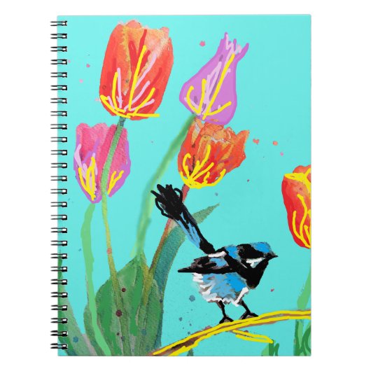 Abstrakt Blue Wren Australian Bird Birds Notebook Notizblock (Vorderseite)