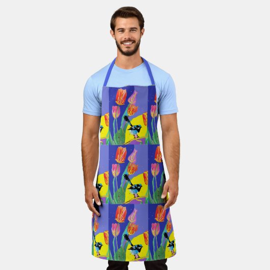 Abstrakt Blue Wren Australian Bird Birds Schürze (Getragen)