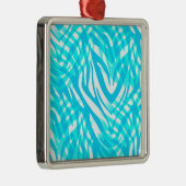 Abstrakt Blue Zebra Silbernes Ornament (Rechts)