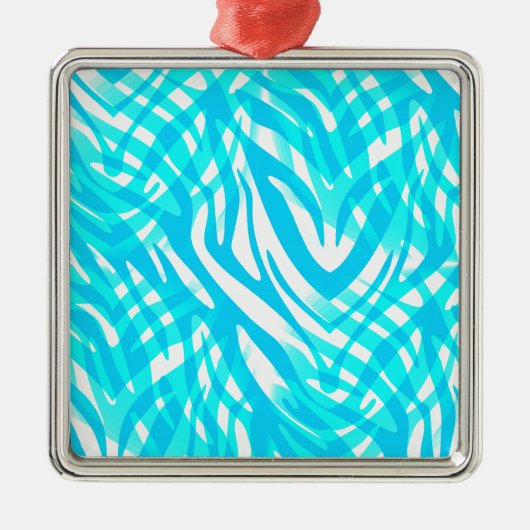 Abstrakt Blue Zebra Silbernes Ornament (Vorne)