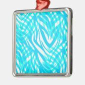 Abstrakt Blue Zebra Silbernes Ornament (Links)