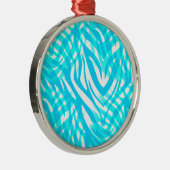 Abstrakt Blue Zebra Silbernes Ornament (Rechts)