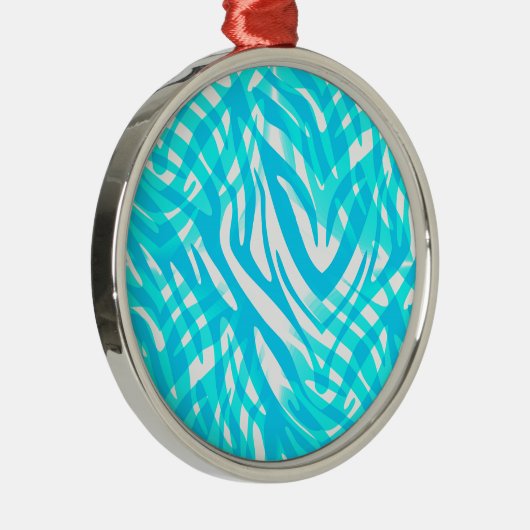 Abstrakt Blue Zebra Silbernes Ornament (Rechts)
