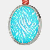 Abstrakt Blue Zebra Silbernes Ornament (Links)
