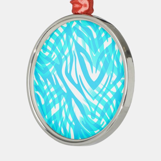 Abstrakt Blue Zebra Silbernes Ornament (Links)