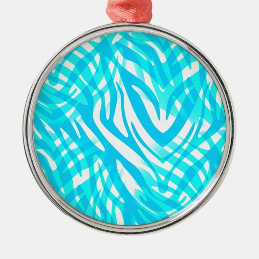Abstrakt Blue Zebra Silbernes Ornament (Vorne)