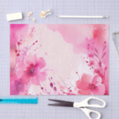 Abstrakt blühendes Aquarellfarbenrosa Seidenpapier (Handwerk)