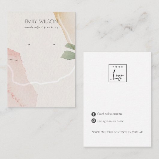 Abstrakt Blush Earthy Necklace Earring Display Visitenkarte (Vorne/Hinten)