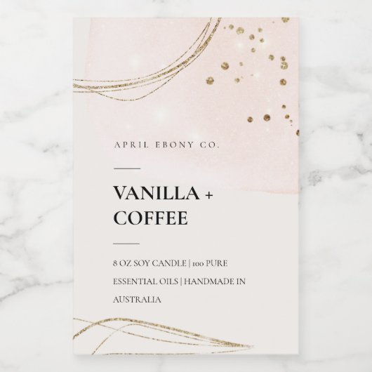 Abstrakt Blush Ivory Gold Wasserfarbenküche Lebensmitteletikett (Einzelnes Label)