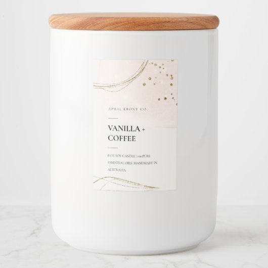 Abstrakt Blush Ivory Gold Wasserfarbenküche Lebensmitteletikett (Vorderseite)