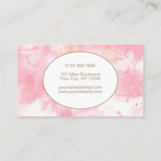 Abstrakt Blush Pink Moderne Aquarellfarbe Visitenkarte (Rückseite)