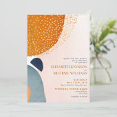 Abstrakt Blush Pink Navy Blue Terracotta Hochzeit Einladung (Stehend Vorderseite)