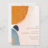 Abstrakt Blush Pink Navy Blue Terracotta Hochzeit Save The Date (Vorderseite)