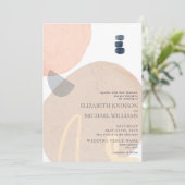 Abstrakt Blush Pink Navy Neutronenhochzeit Einladung (Stehend Vorderseite)