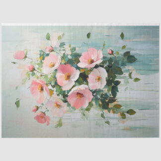 Abstrakt Blütenrosa Blumenmoquet Dekoupage Seidenpapier
