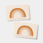 Abstrakt Boho 70er Rainbow Terracotta Personalisie Ausweis (Vorder- & Rückseite)