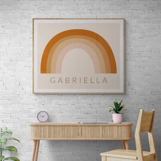 Abstrakt Boho 70er Rainbow Terracotta Personalisie Poster