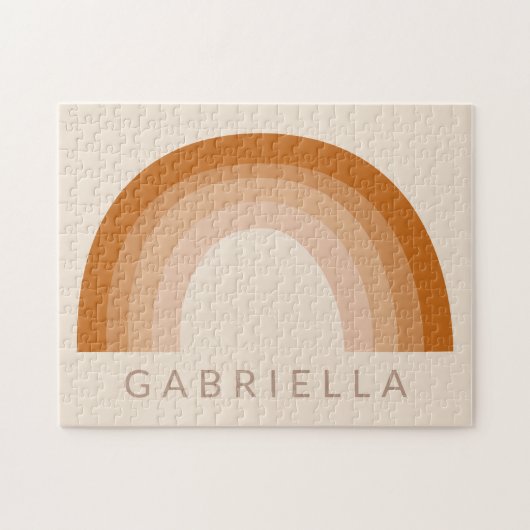 Abstrakt Boho 70er Rainbow Terracotta Personalisie Puzzle (Horizontal)