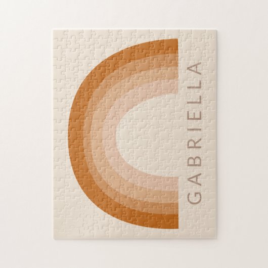 Abstrakt Boho 70er Rainbow Terracotta Personalisie Puzzle (Vertikal)