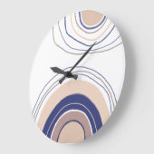 Abstrakt Boho Arches - Blau und Beige Große Wanduhr (Winkel)