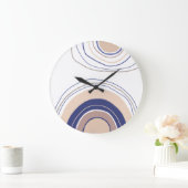 Abstrakt Boho Arches - Blau und Beige Große Wanduhr (Zuhause)