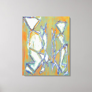 Abstrakt Boho Chic Couple Colorful Orange White Leinwanddruck