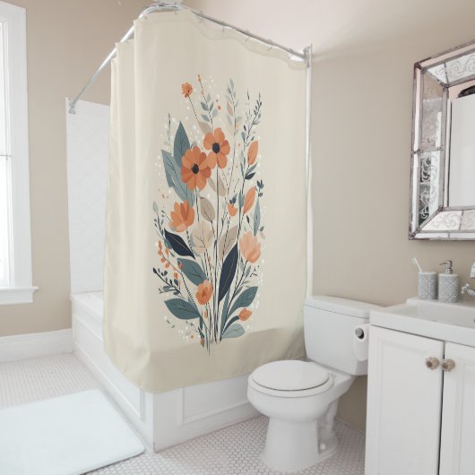 Abstrakt Boho Floral Duschvorhang (Beispiel)