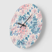 Abstrakt Boho Floral Pastell Pink Green Blue Große Wanduhr (Winkel)