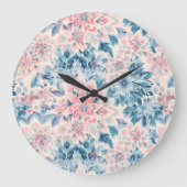 Abstrakt Boho Floral Pastell Pink Green Blue Große Wanduhr (Vorderseite)