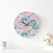 Abstrakt Boho Floral Pastell Pink Green Blue Große Wanduhr (Zuhause)