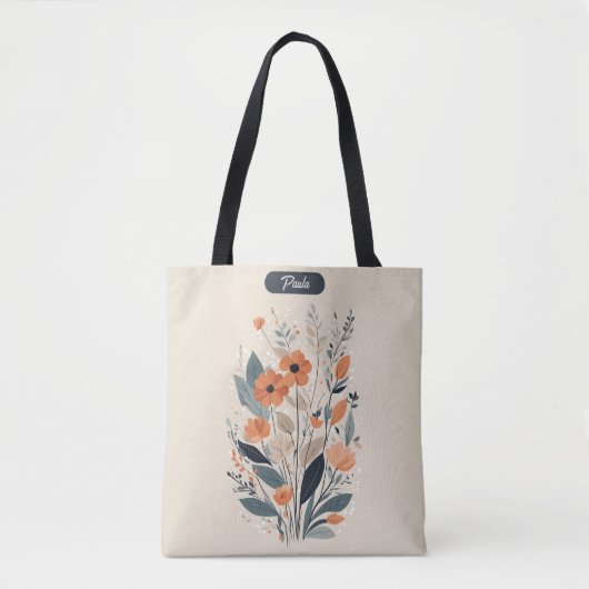 Abstrakt Boho Floral Raw Sienna und Lachs Tasche (Vorderseite)