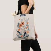 Abstrakt Boho Floral Raw Sienna und Lachs Tasche (Von Nahem)
