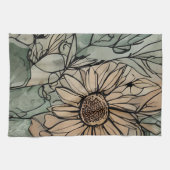 Abstrakt Boho Floral Sage und Beige Geschirrtuch (Horizontal)