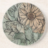 Abstrakt Boho Floral Sage und Beige Getränkeuntersetzer (Vorne)