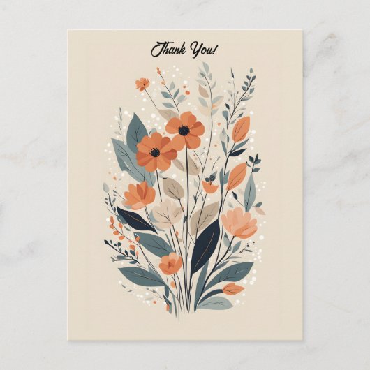 Abstrakt Boho Floral Vielen Dank Postkarte (Vorderseite)