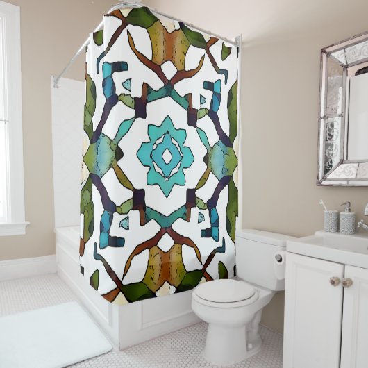 Abstrakt-Boho-geometrisches Design 304 Duschvorhang (Beispiel)