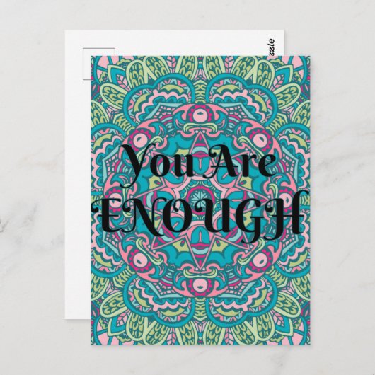 Abstrakt Boho Mandala Sie sind genug Bejahung Postkarte (Vorne/Hinten)