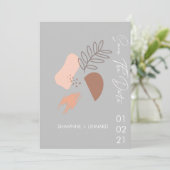 Abstrakt Boho Script Save the Date Foto Gray Mute Einladung (Stehend Vorderseite)