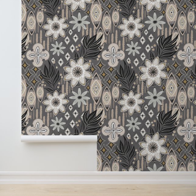 Abstrakt Boho Shapes Doodles Tapete (Anwendung)