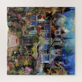 Abstrakt Boho Spuk House Floral Collage Puzzle (Horizontal)