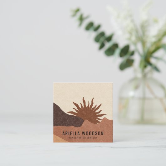 Abstrakt Boho Terracotta Jewelier Designer Quadratische Visitenkarte (Stehend Vorderseite)